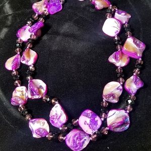 Necklace Abalone crystal and glass